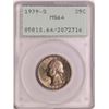 Image 1 : 1939-S Washington Quarter Coin PCGS MS64 Old Green Rattler