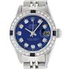 Image 2 : Rolex Ladies Stainless Steel Blue Diamond & Sapphire Datejust Wristwatch