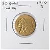 Image 1 : 1910-D $5 Indian Head Half Eagle Gold Coin