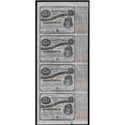 Uncut Sheet of (4) State of Louisiana Baby Bond Obsolete Notes