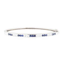 18KT White Gold 1.00 ctw Sapphire and Diamond Bangle Bracelet