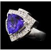 Image 2 : 14KT White Gold 5.59 ctw Tanzanite and Diamond Ring