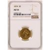 Image 1 : 1874 $3 Indian Princess Head Gold Coin NGC AU53