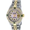 Image 2 : Rolex Ladies Two Tone 14K MOP Diamond & Emerald Datejust Watch