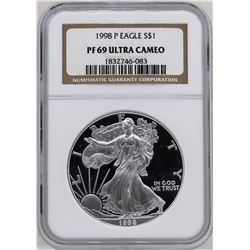 1998 $1 American Silver Eagle Coin NGC PF69 Ultra Cameo