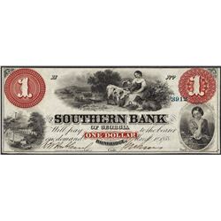 1858 $1 Southern Bank Bainbridge, GA Obsolete Note