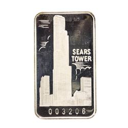 The First National Bank of Chicago Sears Tower 1 oz .999 Fine Silver Art Bar