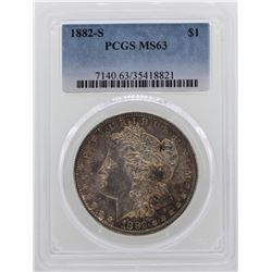 1882-S $1 Morgan Silver Dollar Coin PCGS MS63 NICE TONING