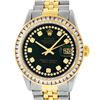 Image 1 : Rolex Mens Two Tone 14K Green String Princess Cut Diamond Datejust Watch