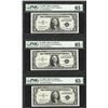 Image 1 : Lot of (3) Consecutive 1935E $1 Silver Certificate Notes PMG Gem Uncirculated 65