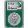 Image 1 : 2017 $1 American Silver Eagle Coin NGC MS70 Early Releases Green Core