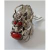 Sterling Silver & Coral Dragon Ring