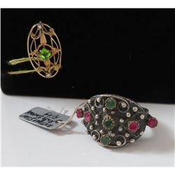 Emerald & Ruby Ring w/14K Pin