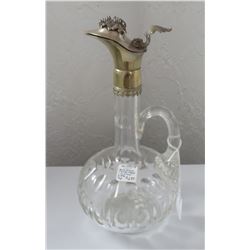 Handblown Crystal Claret w/Silver Plate