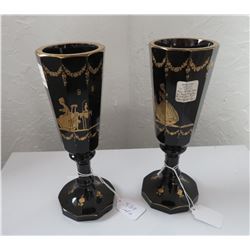 2 Black Amethyst Goblets