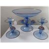 Image 1 : Irradiated Murano Pedestal Compote w/2 Candleholders