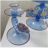 Image 2 : Irradiated Murano Pedestal Compote w/2 Candleholders