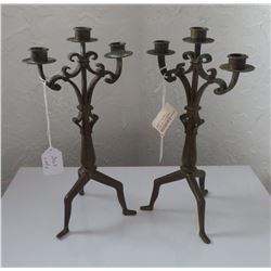 Pair of Bronze Art Nouveau Candlestick Holders