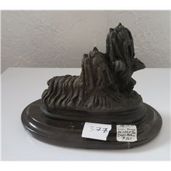 Bronze Yorkie Dog Sculptures on Base