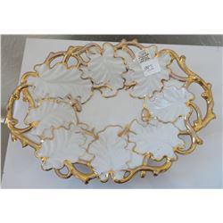 White & Gold Leaf Motif KPM Dish