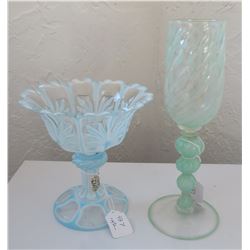 Venetian Glass Goblet & Rare Crystal Compote
