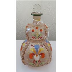 European Blown Glass Handpainted Bottle