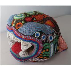 Huichol Beaded Jaguar Head