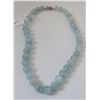 Aquamarine Stone Bead Necklace w/Sterling Clasp