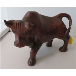 Wood Carved Bull