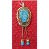 Image 1 : Signed 14K Gold Zuni Pendant w/Turquoise