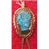 Image 2 : Signed 14K Gold Zuni Pendant w/Turquoise
