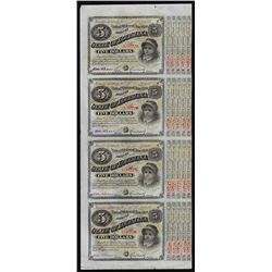 Uncut Sheet of (4) State of Louisiana Baby Bond Obsolete Notes