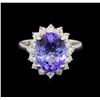 Image 2 : 14KT White Gold 4.37 ctw Tanzanite and Diamond Ring
