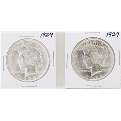 Lot of (2) 1924 $1 Peace Silver Dollar Coins