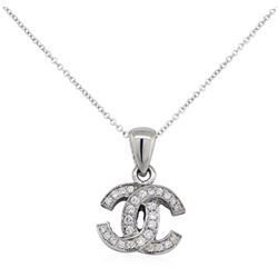 0.4 ctw Diamond Pendant With Chain - 14KT White Gold