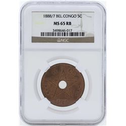 1888/7 Belgian Congo 5 Centimes Coin NGC MS65RB