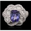 Image 2 : 18KT White Gold 3.35 ctw Tanzanite and Diamond Ring