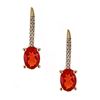 Image 1 : 0.99 ctw Fire Opal and Diamond Earrings - 14KT Yellow Gold