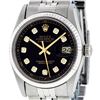 Image 2 : Rolex Mens Stainless Steel 36MM Black Diamond Datejust Wristwatch