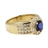 Image 1 : 1 ctw Diamond And Blue Sapphire Ring - 14KT Yellow Gold