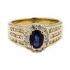 Image 2 : 1 ctw Diamond And Blue Sapphire Ring - 14KT Yellow Gold