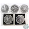 Image 1 : Lot of Canada 1oz .9999 Silver Maple Leafs in Capsules. You will receive 2005, 2006, 2009, 2010 & 20