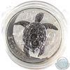 Image 1 : 2015 Niue 2oz $5 Turtle .999 Fine Silver Coin in Capsule (Obverse lightly toned). TAX Exempt