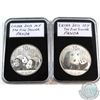 Image 1 : 2011 & 2013 China 1oz .999 Fine Silver Pandas in Hard Plastic Slab Holders (2011 Coin is toned). 2pc