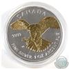 Image 1 : 2014 Canada 1oz .9999 Fine Silver Gilded Peregrine Falcon Birds of Prey Coin (capsule lightly scuffe