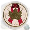 Image 1 : 2016 Canada 1oz .9999 Fine Silver Coloured and Gilded Ribbon Maple Leaf (Obverse of Coin scratched).