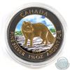 Image 1 : 2014 Canada 1.5oz .9999 Fine Silver Coloured, Gilded and Ruthenium Plated Arctic Fox Coin (Light scr