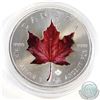 Image 1 : 2016 Canada 1oz .9999 Fine Silver Coloured Red Maple Leaf (Coin is toned & capsule scratched). Tax E