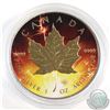 Image 1 : 2016 Canada 1oz .9999 Fine Silver Coloured and Gilded Fireworks Maple Leaf (capsule lightly scratche