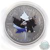 Image 1 : 2015 Canada 1oz .9999 Fine Silver Ruthenium Plated and Coloured Bald Eagle Maple Leaf (capsule scuff